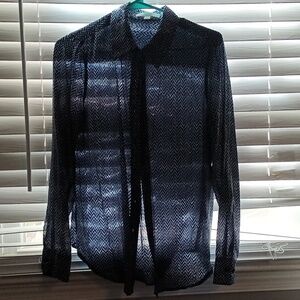 Piperlime navy silk blouse